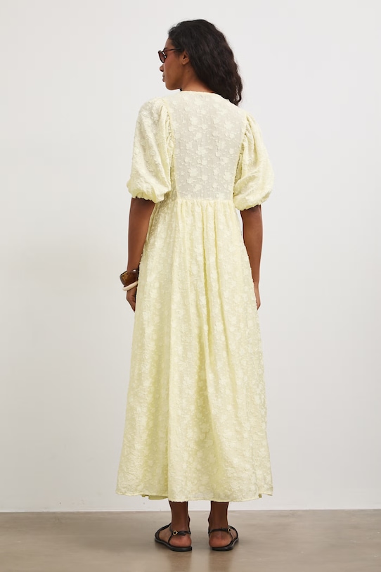 Oblečenie šaty s rozšíreným strihom s viskózou RS26-SUD804 žltá