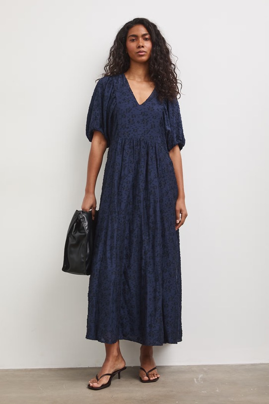 Šaty s rozšíreným strihom s viskózou RS26-SUD804 tmavomodrá RS26