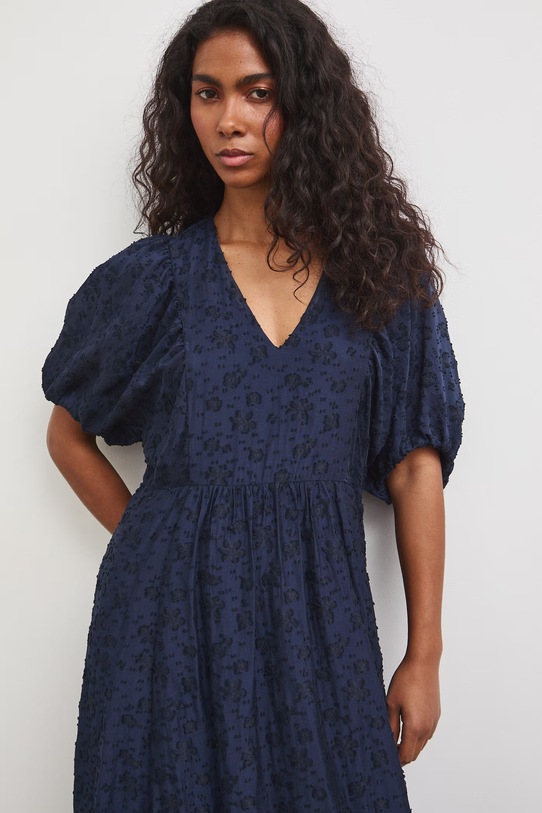 Šaty s rozšíreným strihom s viskózou tmavomodrá RS26-SUD804