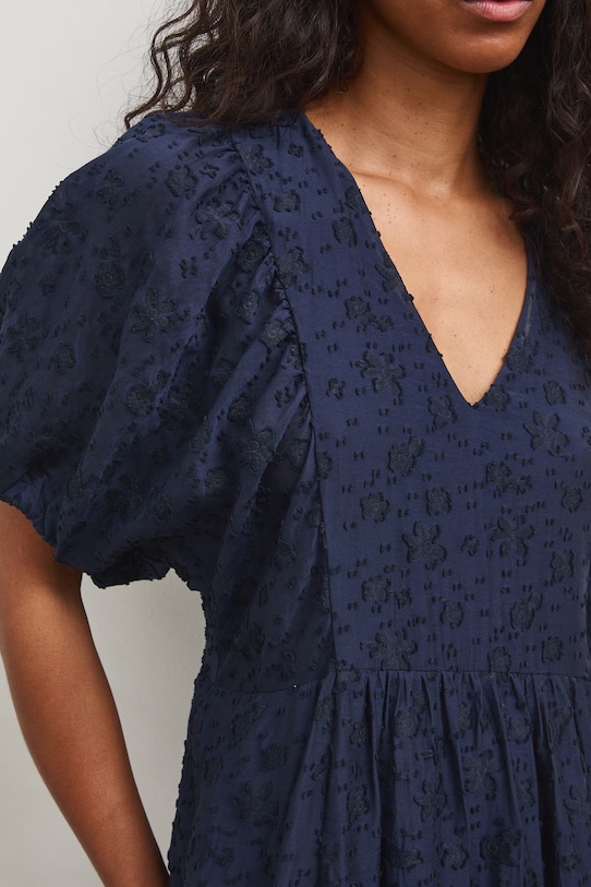 Šaty s rozšíreným strihom s viskózou RS26-SUD804 tmavomodrá