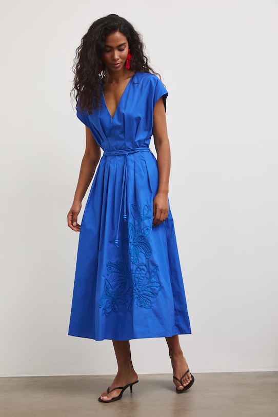 Medicine kiszélesedő ruha pamutból kék RS26-SUD805