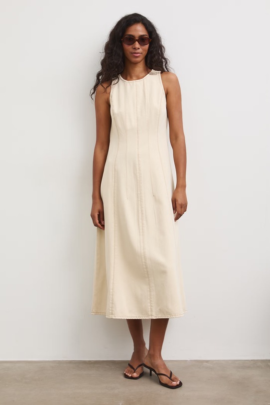 Sukienka rozkloszowana jeansowa RS26-SUD806 beżowy RS26