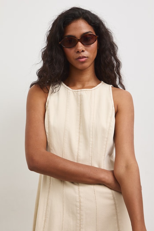 Sukienka rozkloszowana jeansowa beżowy RS26-SUD806