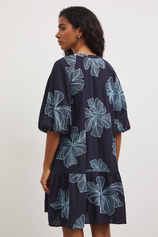 Odzież Medicine sukienka rozkloszowana z lnem RS26-SUD811 granatowy