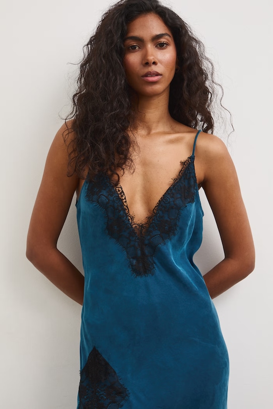 Odzież Sukienka bieliźniana z cupro RS26-SUD812 turkusowy