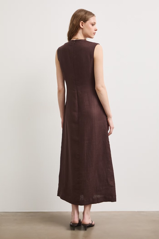 Odzież Medicine sukienka lniana RS26-SUD901 brązowy
