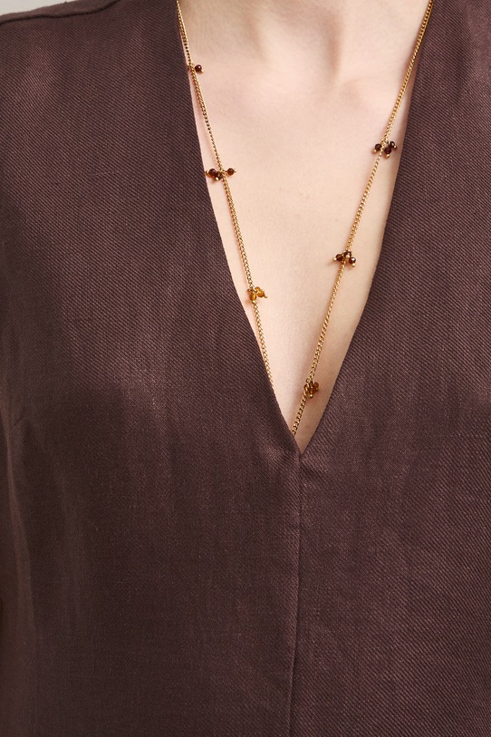 Medicine sukienka lniana RS26-SUD901 brązowy