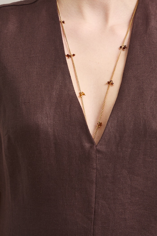 Medicine sukienka lniana RS26-SUD901 brązowy