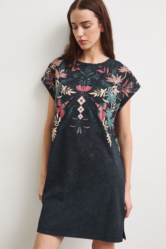 Sukienka bawełniana z motywem zwierzęcym szary RS26-SUD911