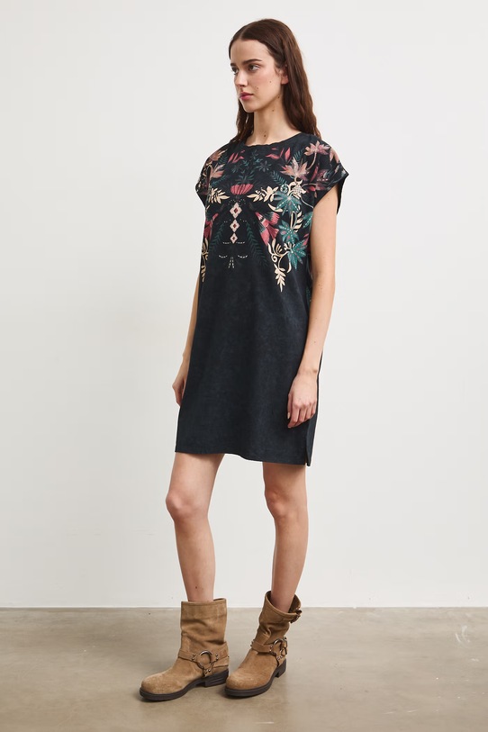 Sukienka bawełniana z motywem zwierzęcym RS26-SUD911 szary RS26