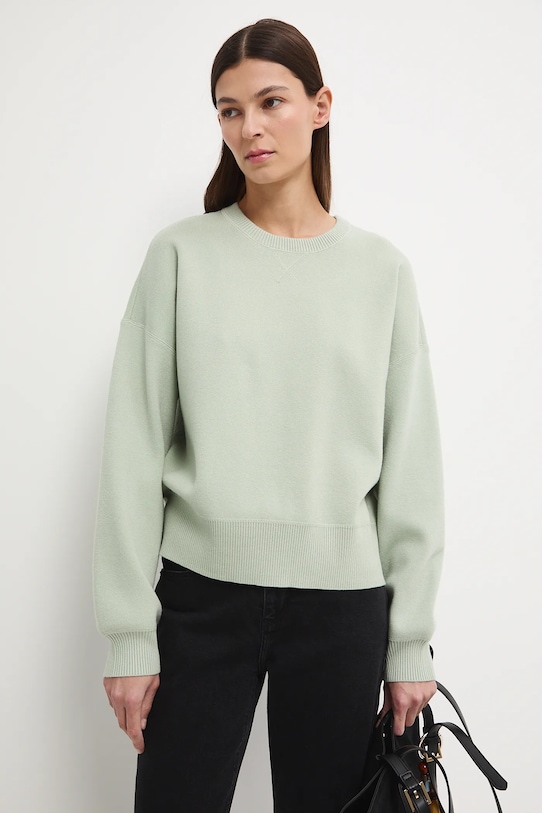 Sveter bez vzoru okrúhly zelená RS26-SWD011