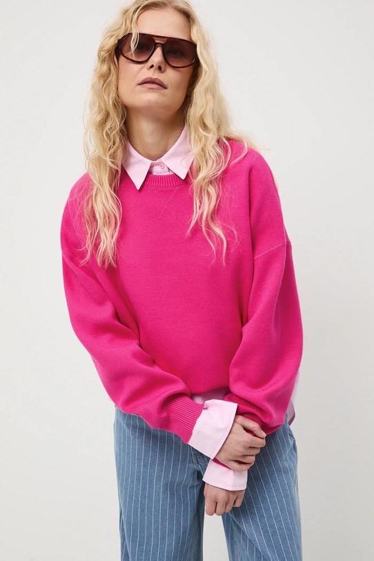 Sweter damski gładki gładkie różowy RS26-SWD011