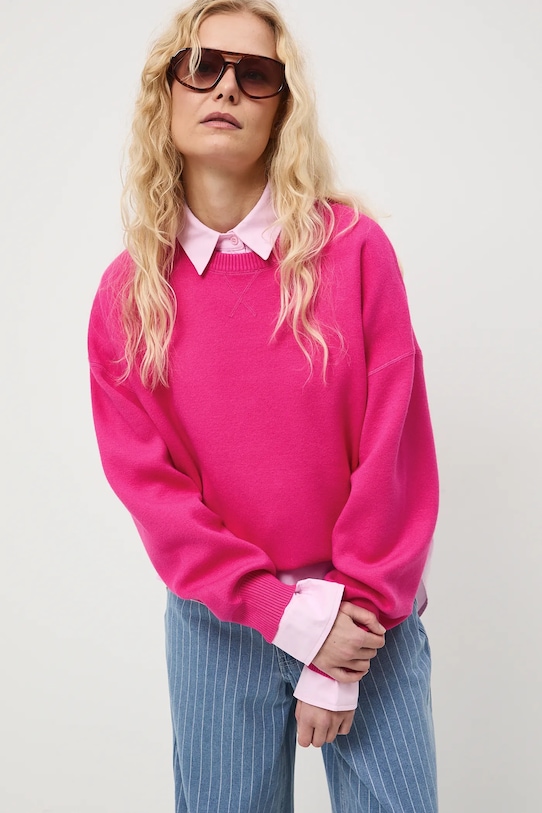 Sweter damski gładki gładkie różowy RS26-SWD011