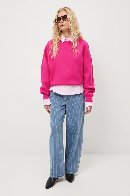 Sweter damski gładki RS26-SWD011 różowy RS26