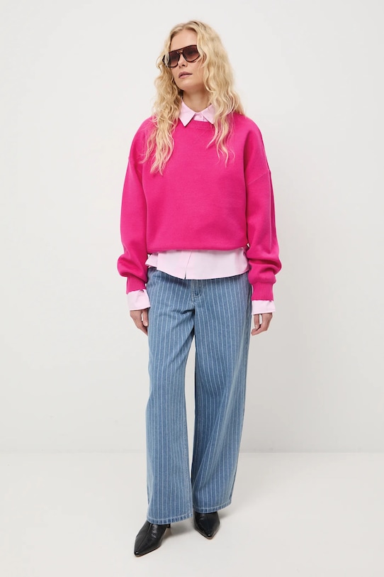 Sweter damski gładki RS26-SWD011 różowy RS26