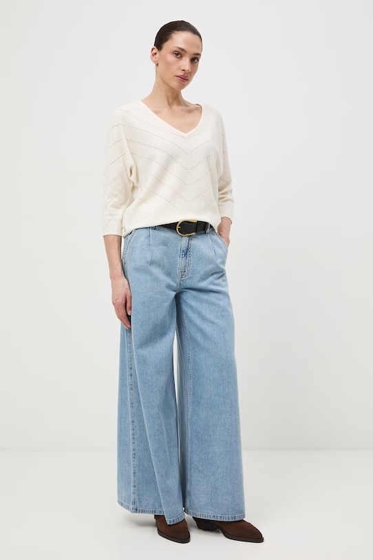 Medicine sweter damski ażurowy RS26-SWD041 beżowy RS26