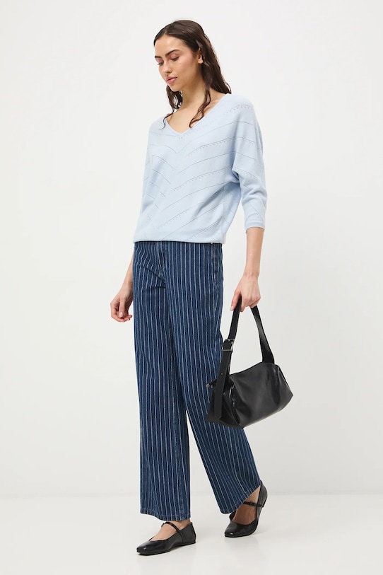 Medicine sweter damski ażurowy RS26-SWD041 niebieski RS26