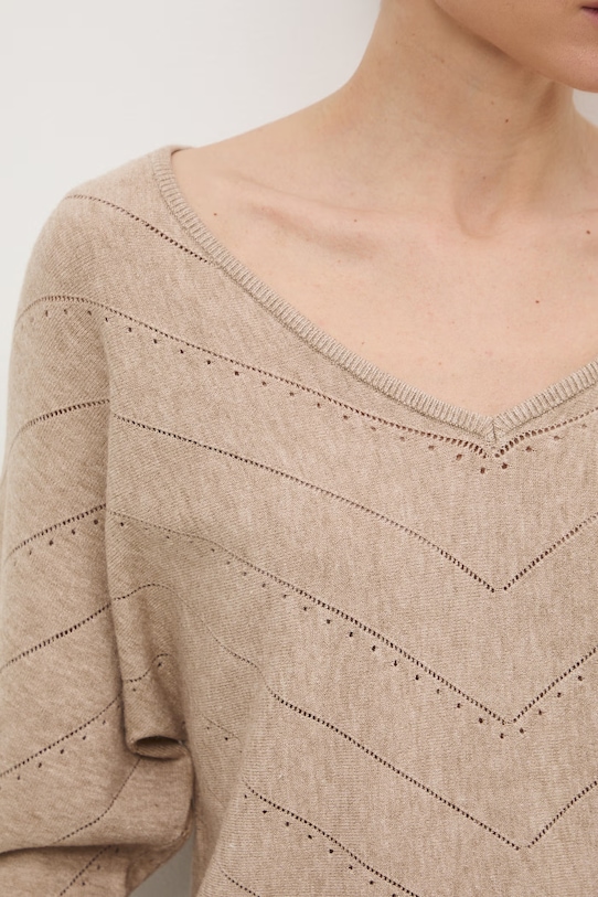 Medicine sweter damski ażurowy RS26-SWD041 beżowy