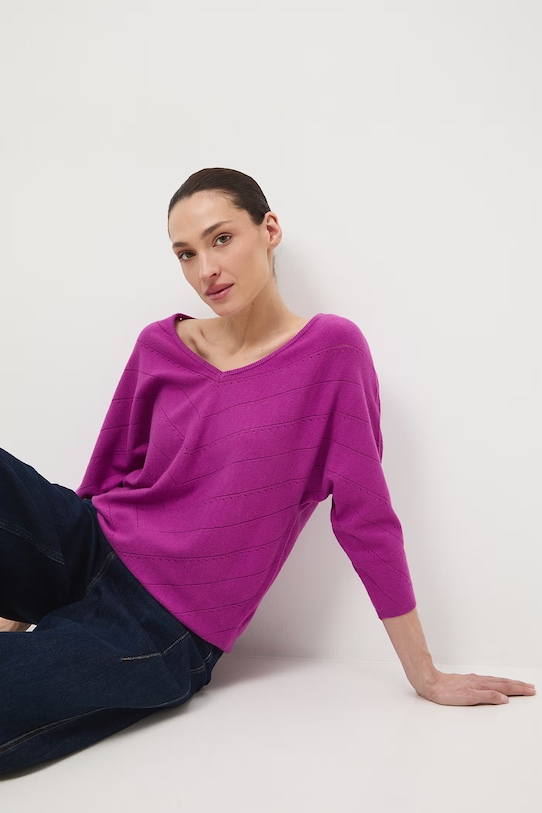 Medicine sweter damski ażurowy regular fioletowy RS26-SWD041