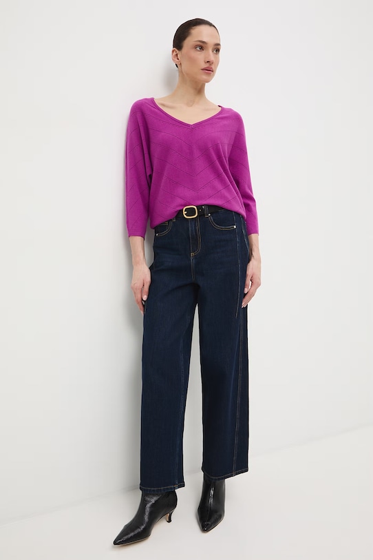 Medicine sweter damski ażurowy RS26-SWD041 fioletowy RS26