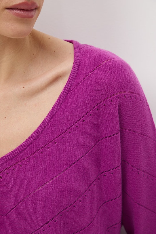 Medicine sweter damski ażurowy RS26-SWD041 fioletowy