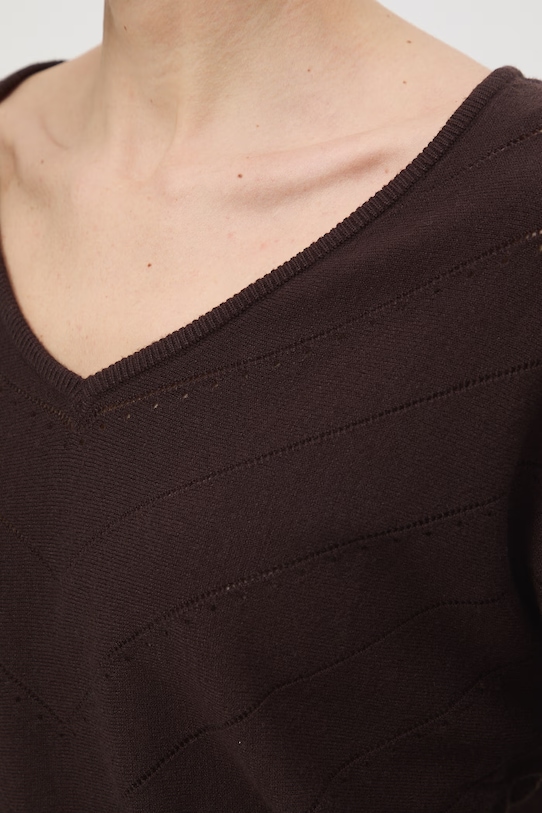 Medicine sweter damski ażurowy RS26-SWD041 brązowy