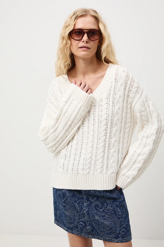 Medicine sweter bawełniany bawełna beżowy RS26-SWD101