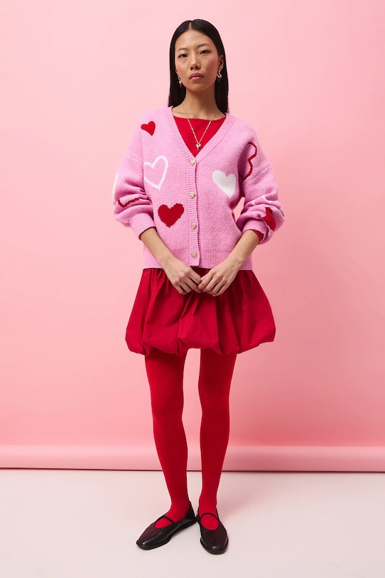 Medicine kardigan z domieszką wełny RS26-SWD281 różowy RS26