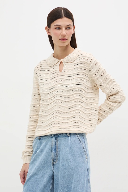 Medicine sweter bawełniany RS26-SWD282 beżowy RS26