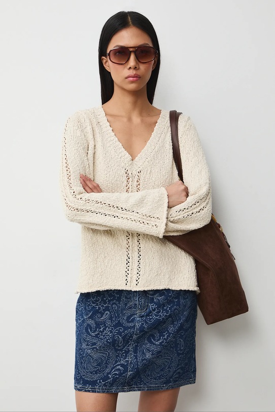 Medicine sweter bawełniany bawełna beżowy RS26-SWD300