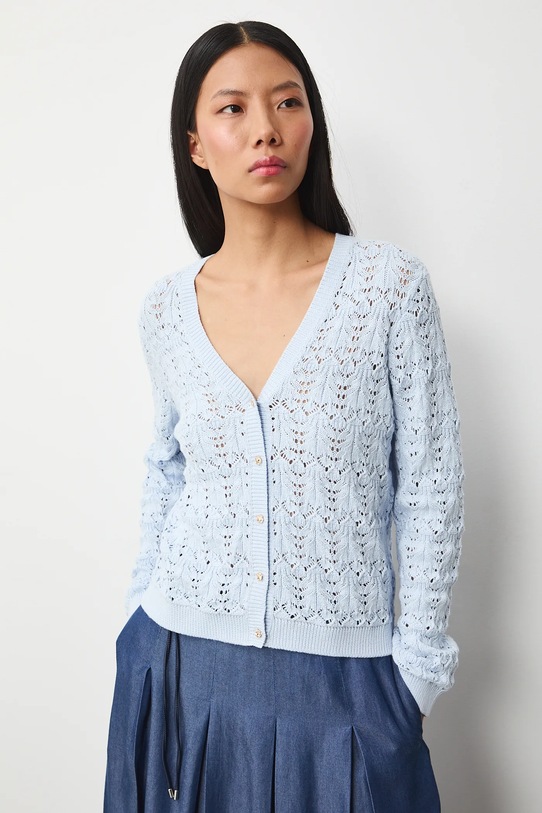 Medicine kardigan bawełniany bawełna niebieski RS26-SWD306