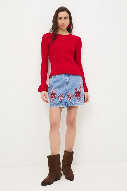 Svetr dámský se strukturovanou viskózou RS26-SWD406 červená RS26
