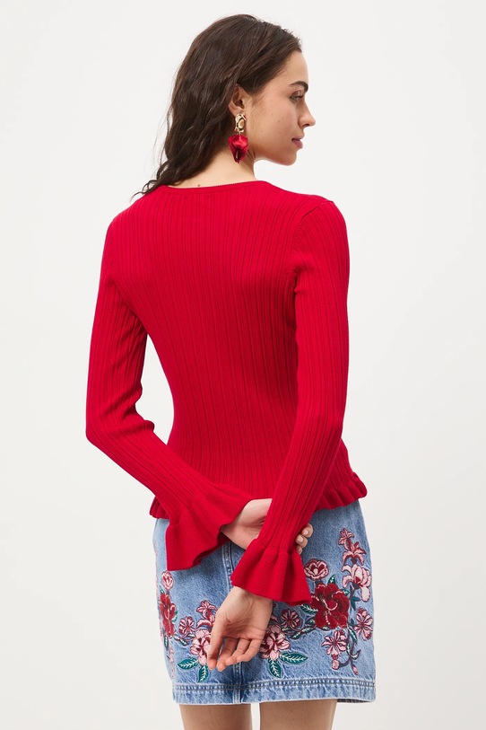 Oblečení Svetr dámský se strukturovanou viskózou RS26-SWD406 červená