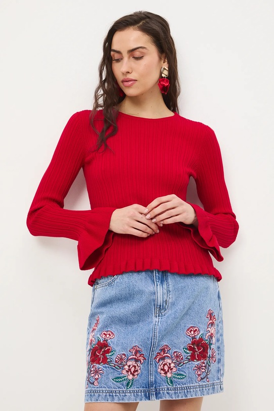 Svetr dámský se strukturovanou viskózou červená RS26-SWD406