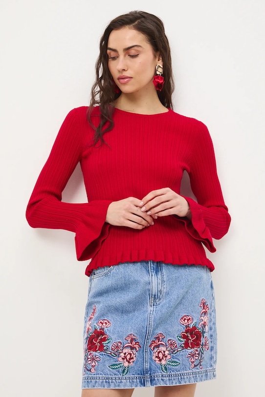 Svetr dámský se strukturovanou viskózou červená RS26-SWD406