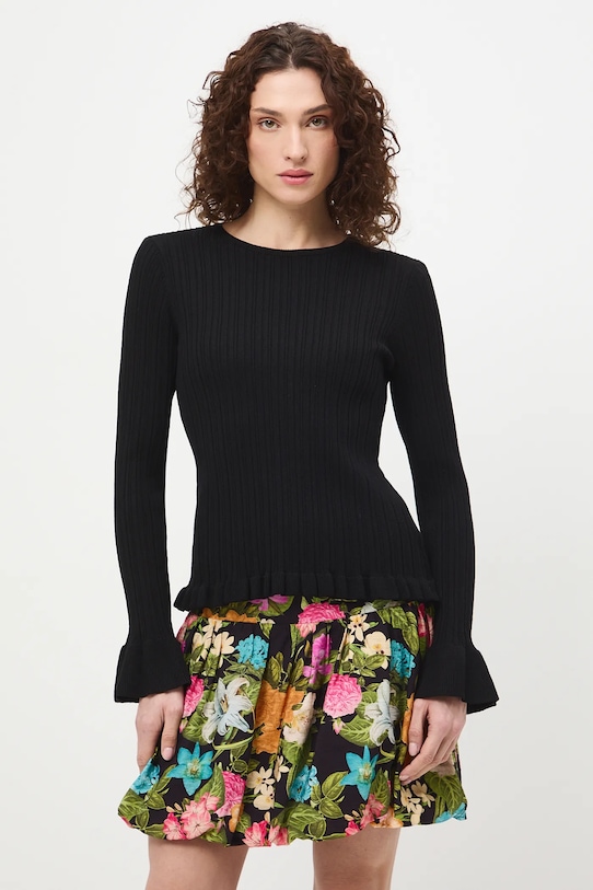 Sweter damski z wiskozą z fakturą RS26-SWD406 czarny RS26