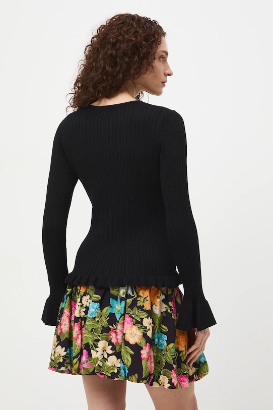 Sweter damski z wiskozą z fakturą czarny RS26-SWD406