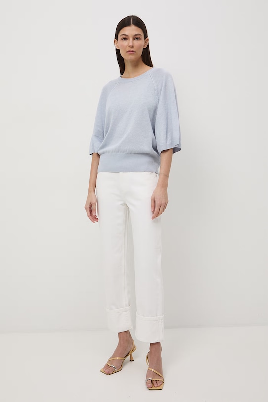 Sweter damski lniany RS26-SWD502 niebieski RS26