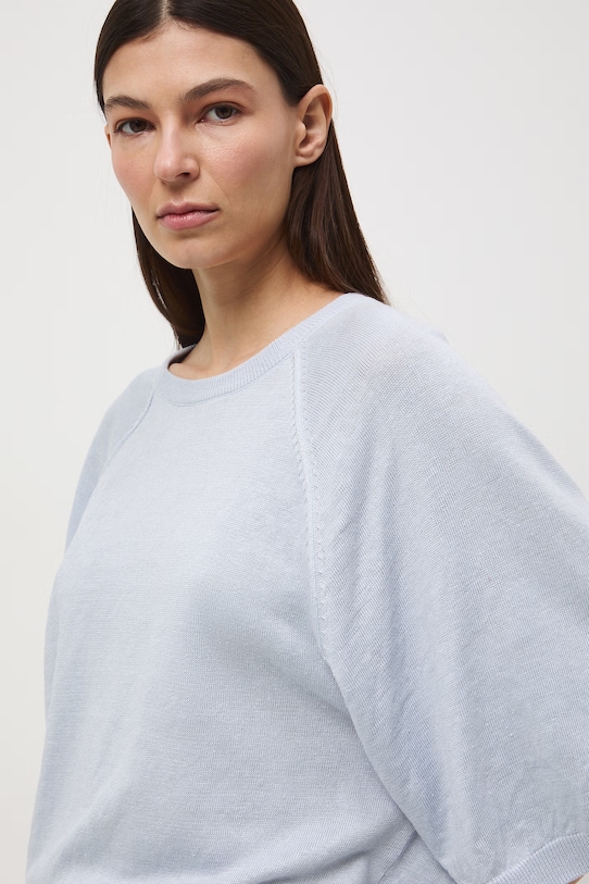 Sweter damski lniany niebieski RS26-SWD502