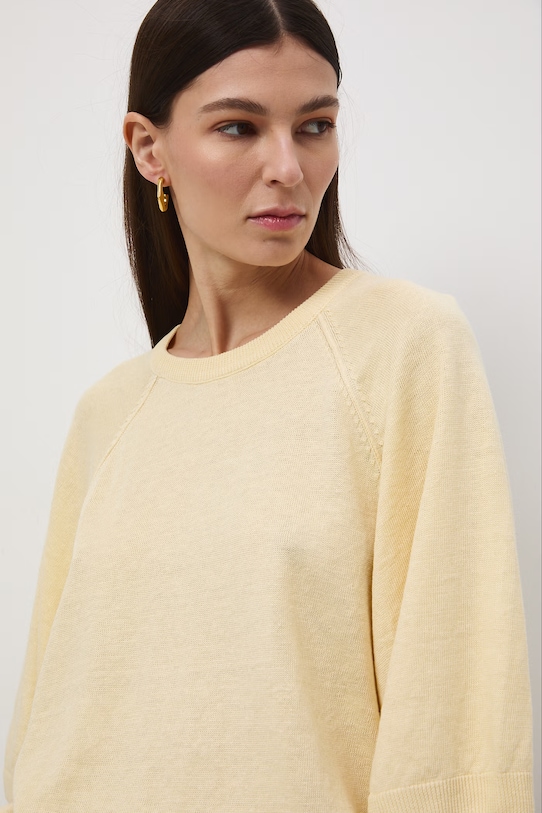 Sweter damski lniany żółty RS26-SWD502