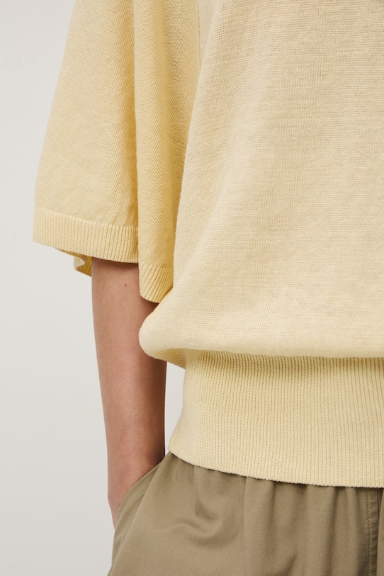 Sweter damski lniany RS26-SWD502 żółty