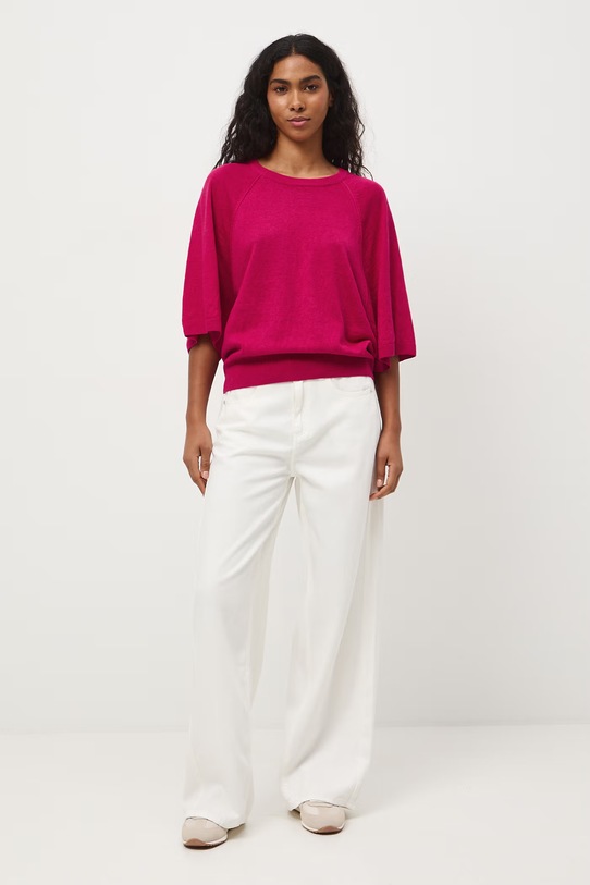 Medicine sweter damski lniany RS26-SWD502 różowy RS26