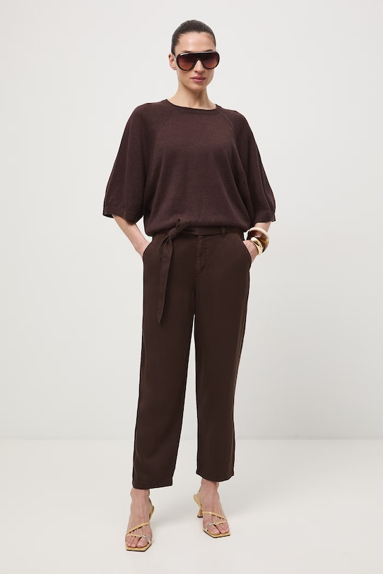 Sweter damski lniany RS26-SWD502 brązowy RS26