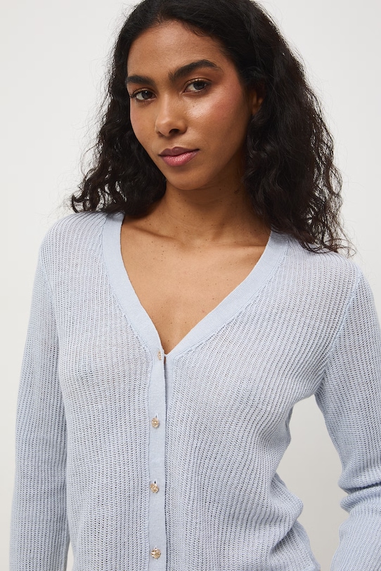 Kardigan ženský lněný modrá RS26-SWD505