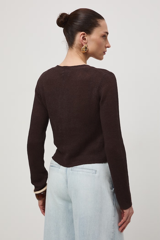 Oblečení Kardigan dámský lněný RS26-SWD505 hnědá