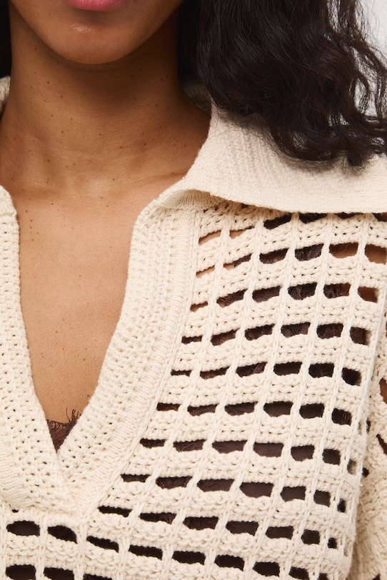 Medicine sweter damski z bawełny RS26-SWD508 beżowy