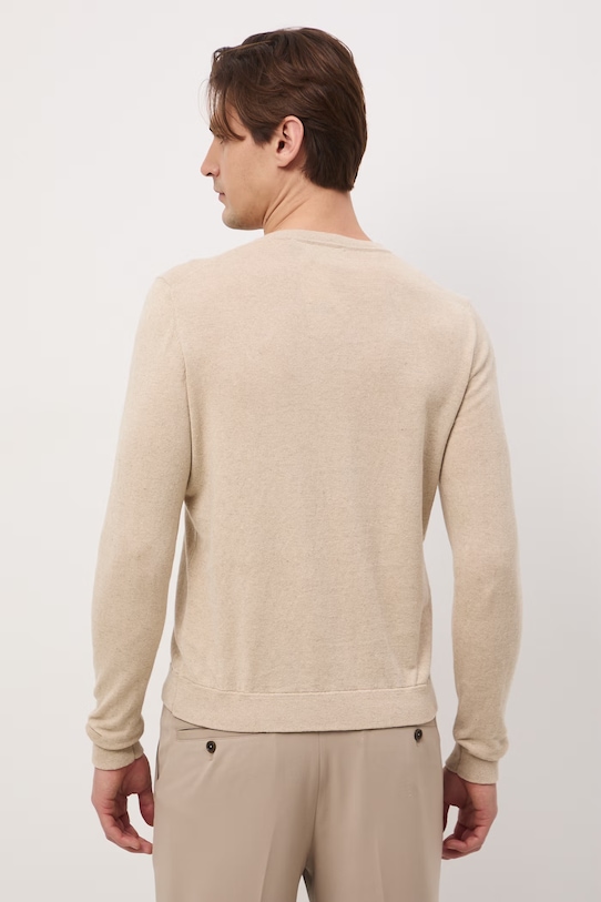 Odzież Medicine sweter męski z bawełny i lnu RS26-SWM500 beżowy