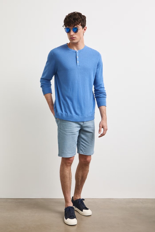 Svetr pánský se lnem RS26-SWM500 modrá RS26