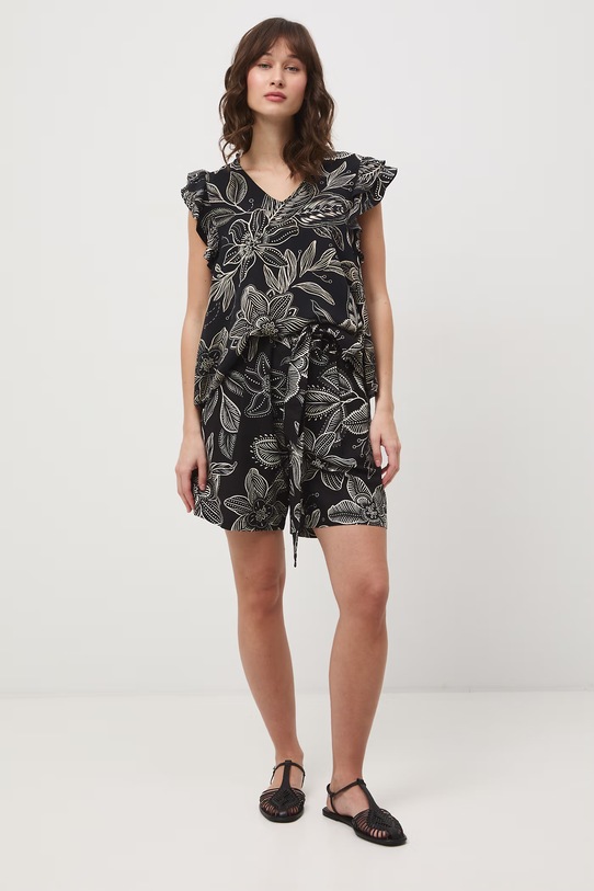 Medicine szorty damskie z domieszką lnu RS26-SZD070 czarny RS26