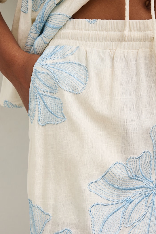 Szorty damskie z lnem beżowy RS26-SZD803